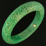 Natural Green Jade Carved Bangle Bracelet