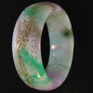 Natural Lavender and Green Jade Bangle