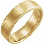 Yellow Gold Satin Finish Band with Designed Edge, SOLD