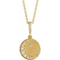 Diamond Crescent Moon Pendant Necklace, SOLD