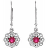 Ruby and Diamond Halo Earrings, SOLD