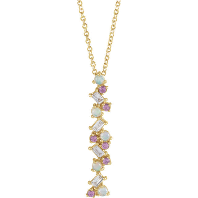 Diamond, Opal and Pink Sapphire Pendant, SOLD