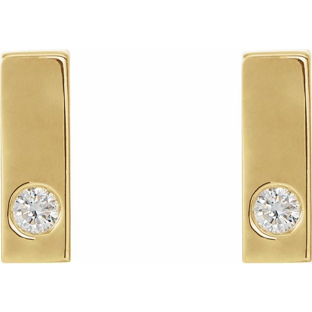 Gold Bar Diamond Earrings, SOLD
