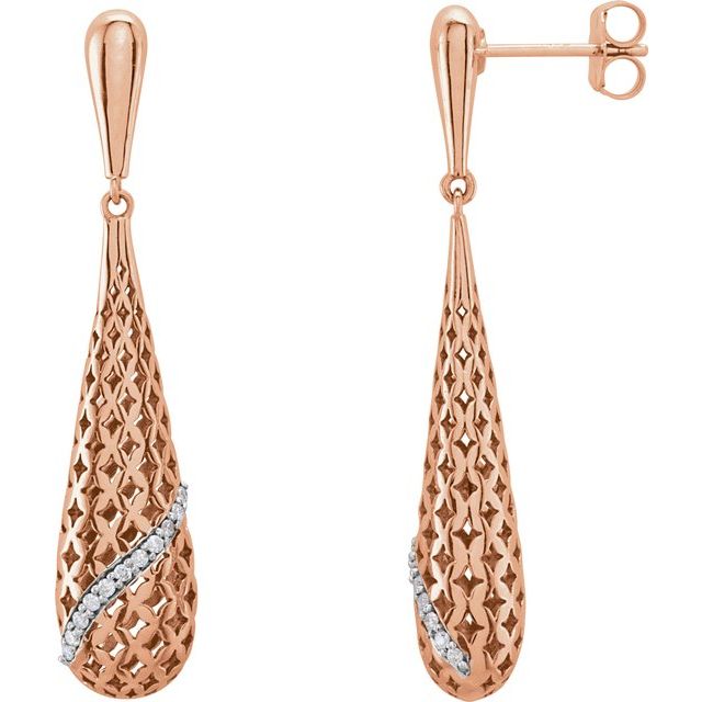 Rose Gold Diamond Drop Earrings, SOLD