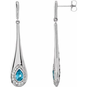 Blue Topaz and Diamond Earrings, SOLD