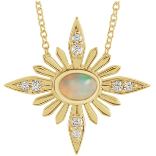 Yellow or Rose Gold Opal and Diamond Necklace, SOLD