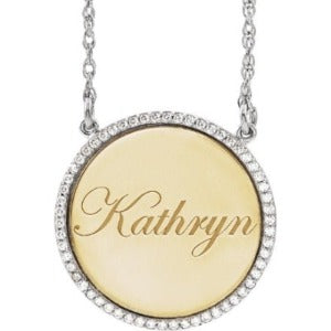 14K White, Pink or Yellow Gold Monogramed Pendant with Diamonds, SOLD OUT