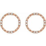 Rose Gold Diamond Circle Earrings, SOLD