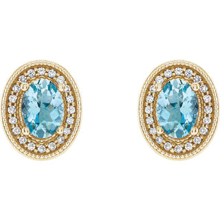 White, Yellow or Rose Gold Aqua and Diamond Earrings, SOLD
