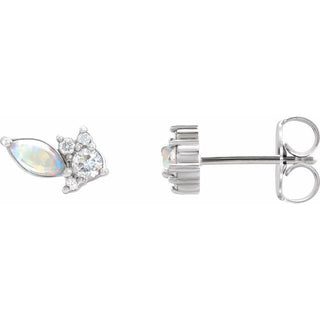 Platinum Opal and Diamond Earrings, SOLD