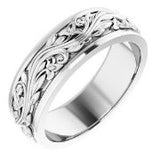 White Gold Scroll Patterned Band, SOLD