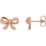 Rose Gold Bow Earrings, SOLD