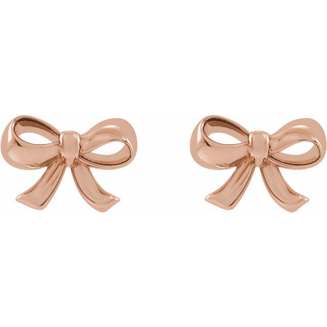 Rose Gold Bow Earrings, SOLD