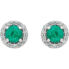 White Gold Emerald and Diamond Earrings, SALE, SOLD