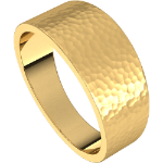 Satin Finish Yellow Gold Hammered Wedding Band