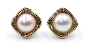 Vintage Cultured Mabe Pearl Earrings, SOLD