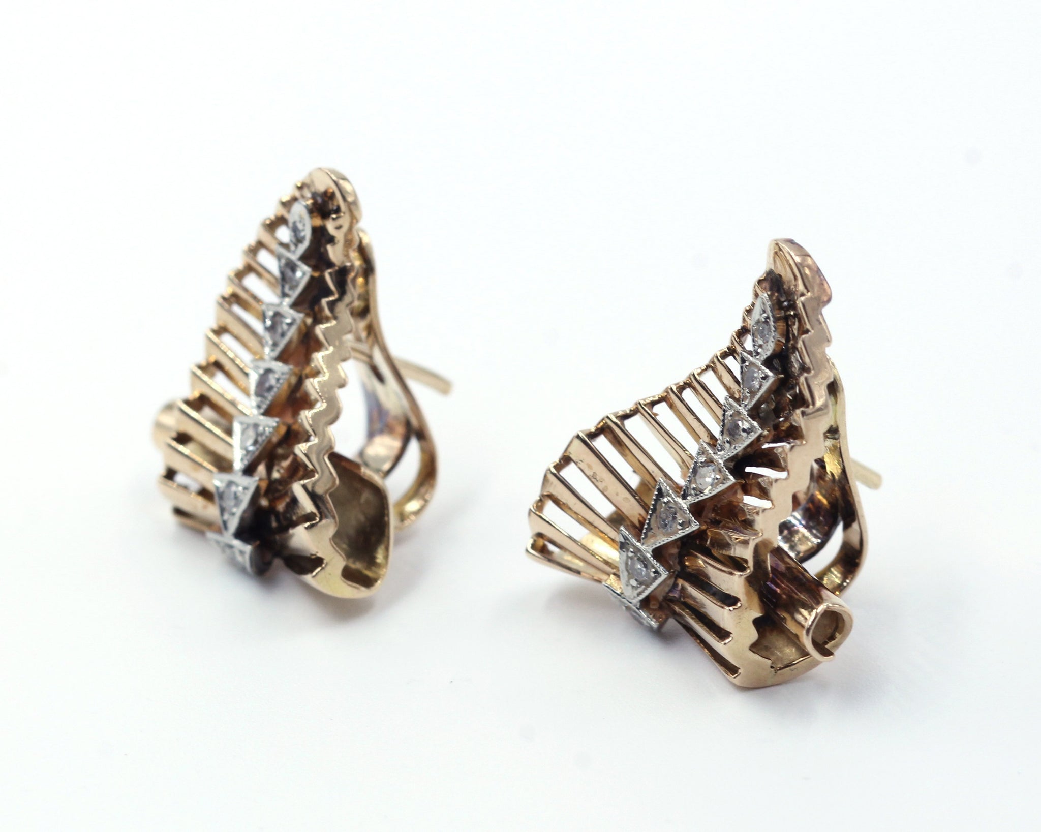 Vintage 14K Rose Gold Diamond Earrings, SOLD