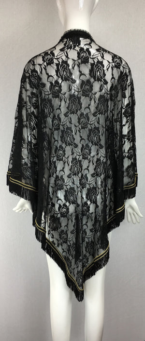 Janet Deleuse Lace Wrap with Fringe, SOLD