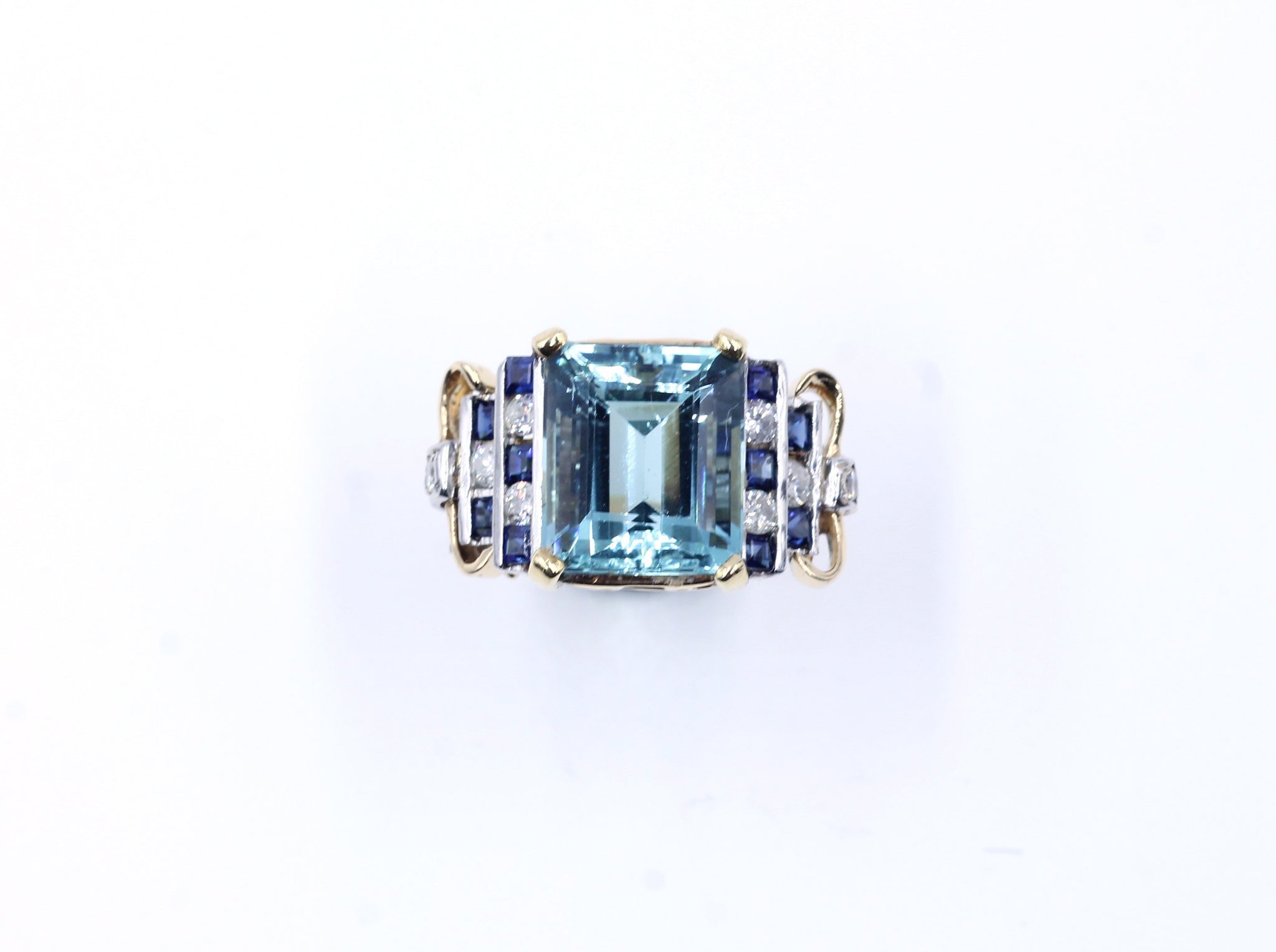 Vintage Aquamarine, Sapphire and Diamond Ring, SOLD