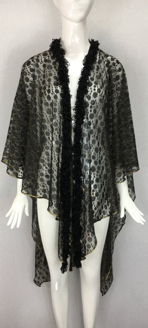 Janet Deleuse Gold and Black Lace Wrap, SALE, SOLD