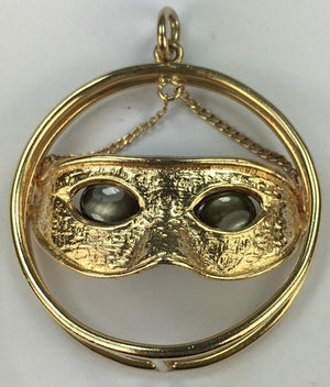 Vintage 14K Gold Tiger Eye Mask Charm