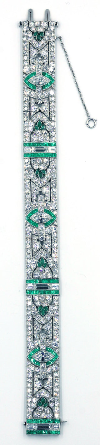 Vintage Deco Diamond and Emerald Bracelet, SOLD