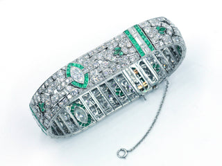 Vintage Deco Diamond and Emerald Bracelet, SOLD