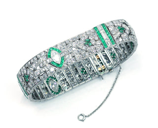 Vintage Deco Diamond and Emerald Bracelet, SOLD