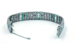Vintage Deco Diamond and Emerald Bracelet, SOLD