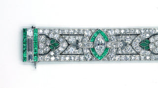 Vintage Deco Diamond and Emerald Bracelet, SOLD