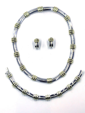 Vintage Tiffany Paloma Picasso Sterling and Gold Necklace, Bracelet and Earrings, SOLD