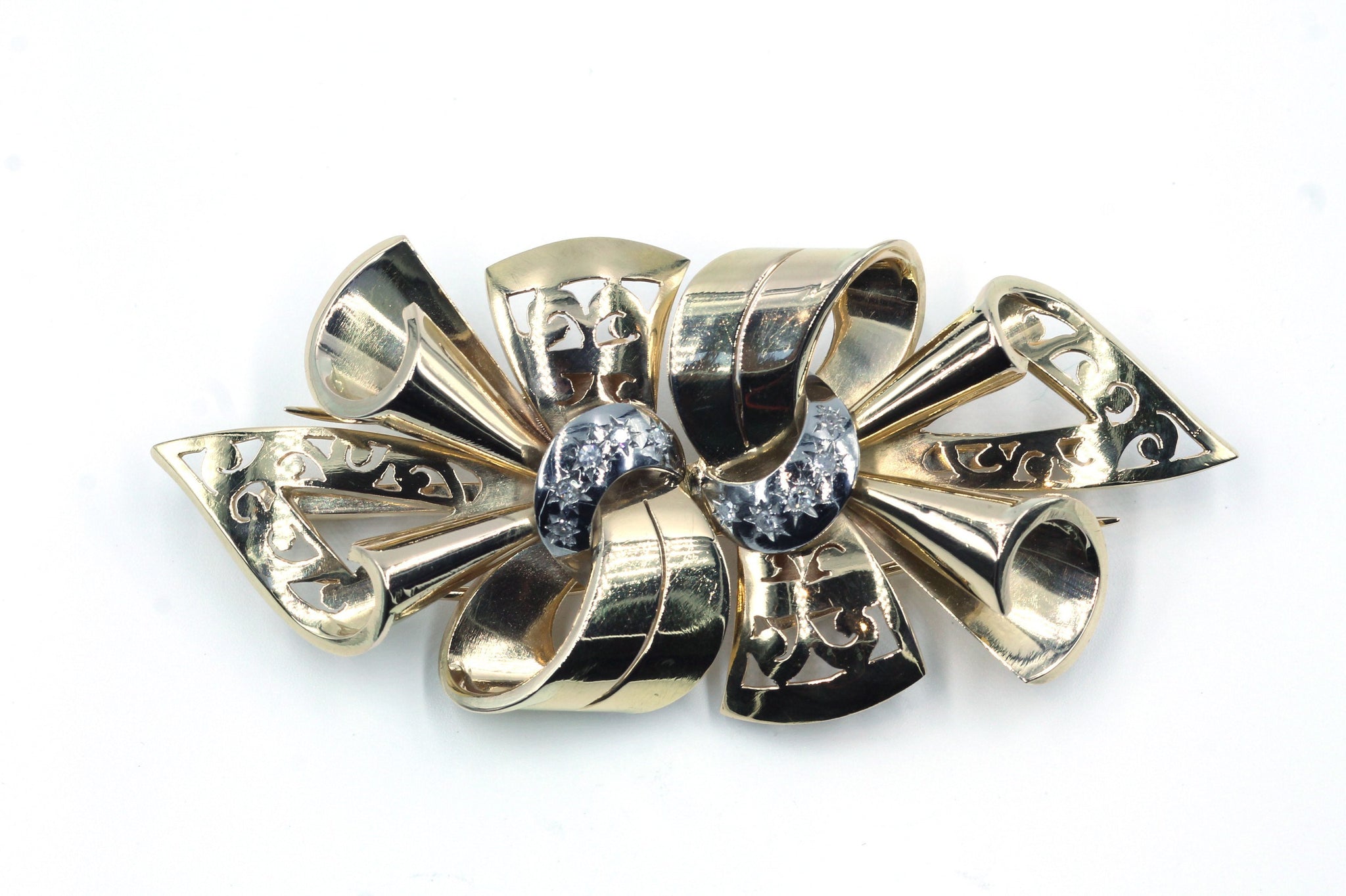 Vintage 1940's Gold and Diamond Brooch, SOLD