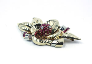 Vintage 1940's Ruby and Diamond Brooch, SOLD