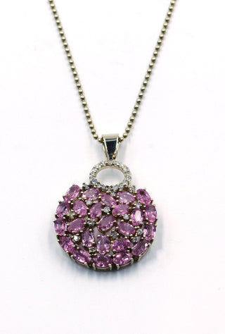 Vintage Pink Sapphire and Diamond Pendant Necklace, SOLD