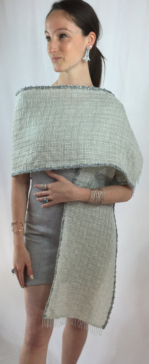 Janet Deleuse Couture Beaded Silk and Linen Wrap, SALE, SOLD