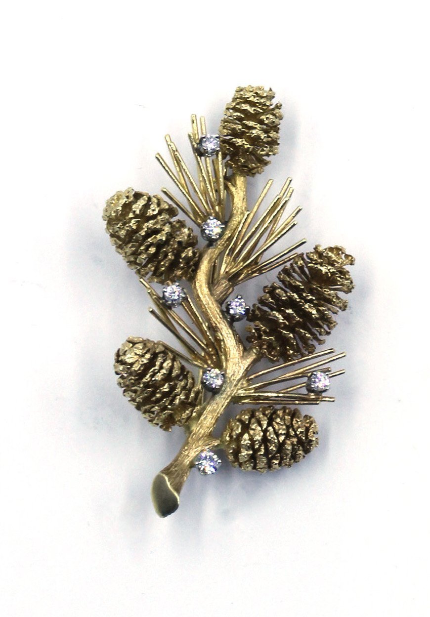 Vintage Pine Cone Diamond Brooch, SOLD