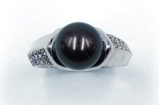 Vintage Tahitian Pearl and Diamond Ring, SOLD