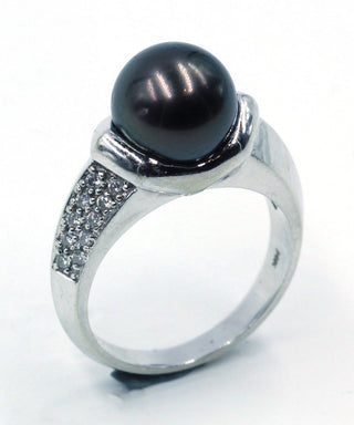 Vintage Tahitian Pearl and Diamond Ring, SOLD