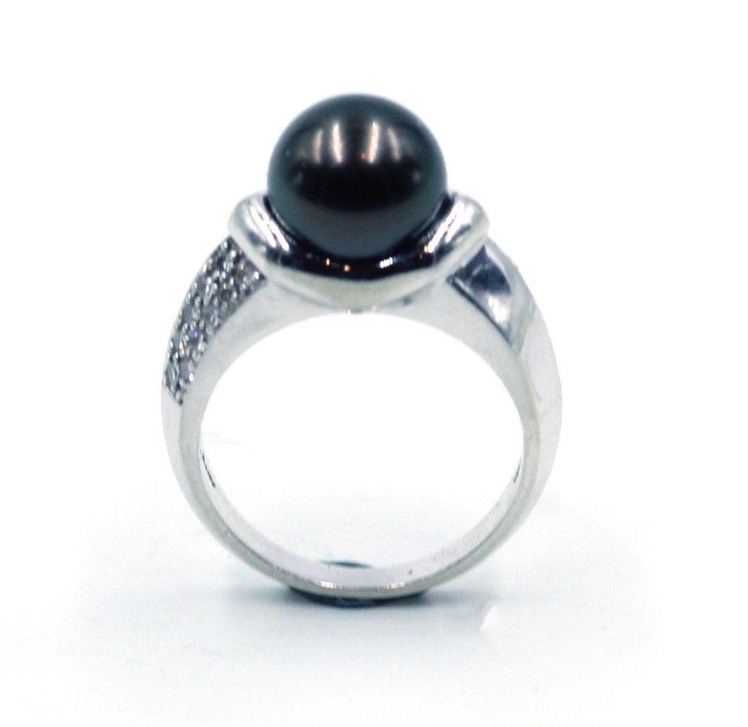 Vintage Tahitian Pearl and Diamond Ring, SOLD