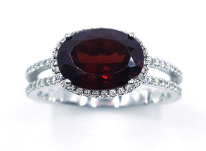 Vintage Garnet  and Diamond Ring, SOLD