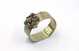 Vintage 18K Gold Diamond and Gemstone Bracelet with Flower Motif, SOLD