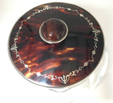 Vintage Glass Dish with Sterling Silver and Faux Tortoise Shell, SUPER SALE, SOLD