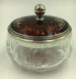 Vintage Glass Dish with Sterling Silver and Faux Tortoise Shell, SOLD
