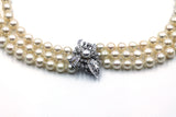 Vintage Akoya Necklace with Diamond Clasp, SOLD