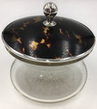Vintage Glass Container with Sterling Silver and Faux Tortoise Shell, SALE, SOLD