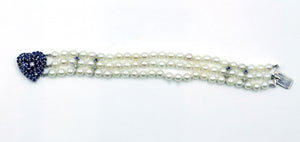 Vintage Sapphire and Diamond Akoya Pearl Bracelet, SOLD