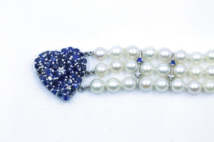 Vintage Sapphire and Diamond Akoya Pearl Bracelet, SOLD