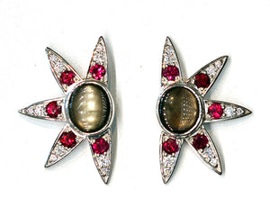 Janet Deleuse Platinum Comet Star Earrings, SOLD