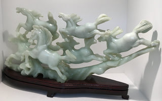 Vintage Carved Quartz Running Horses Statuary, SALE, SOLD