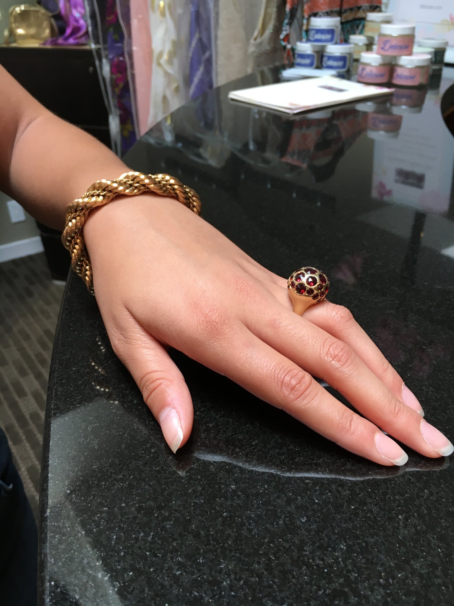 Janet Deleuse Designer Garnet Ring, SOLD